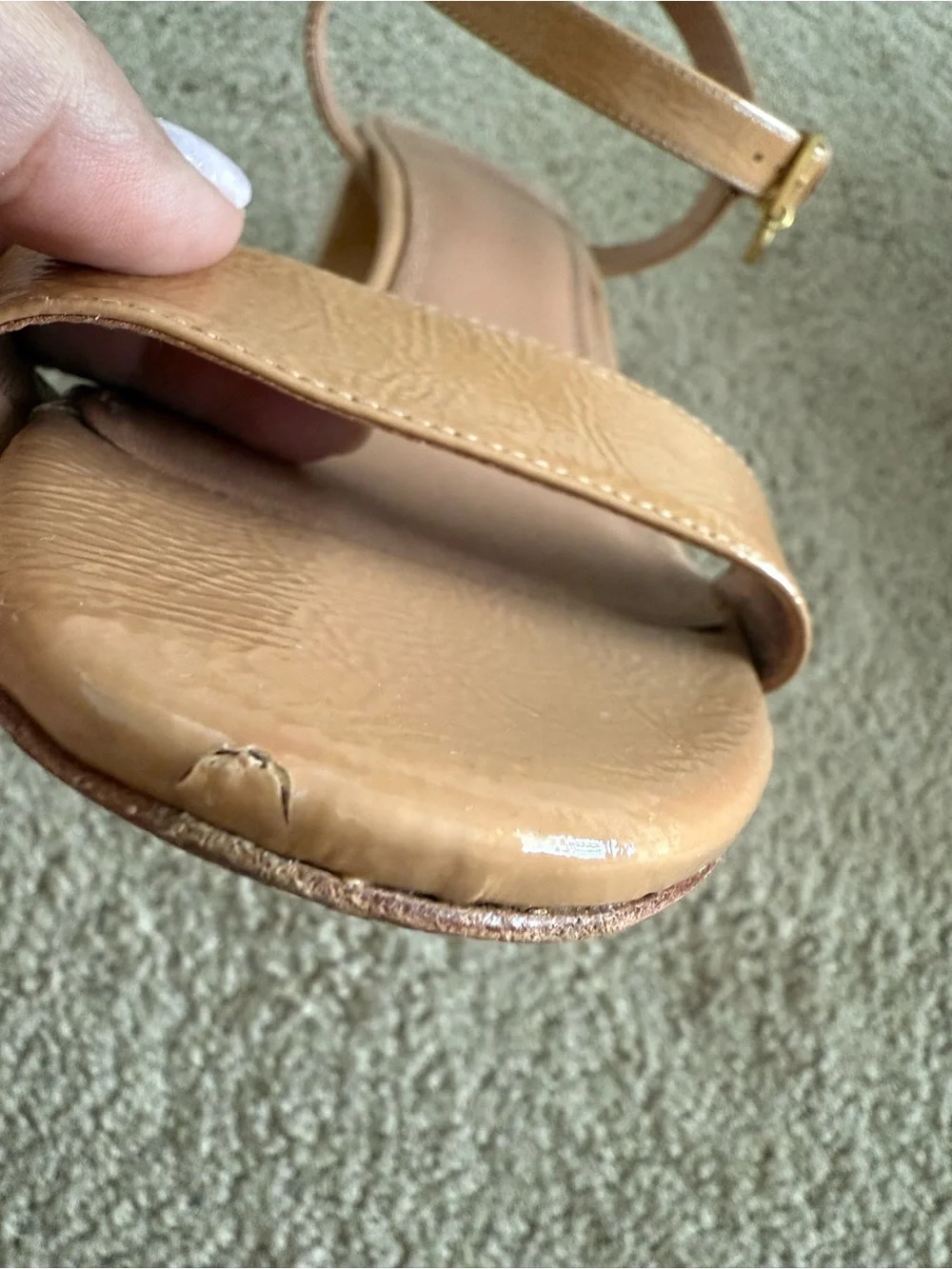 Tory Burch Women's Laurel Patent Leather Ankle Strap Sandals Block Heel